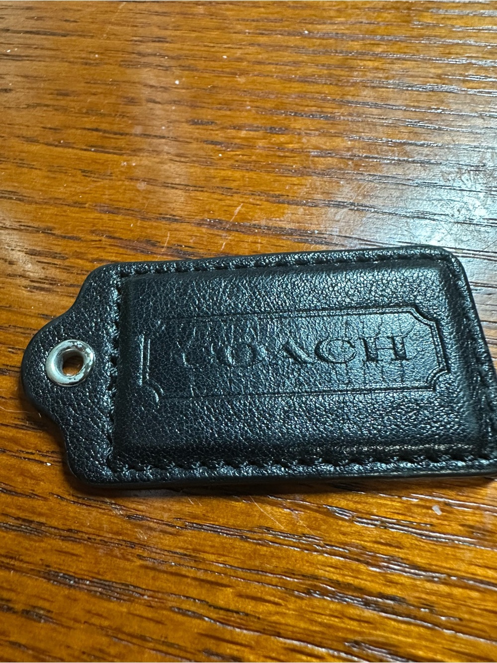COACH Black Leather Hang Tag